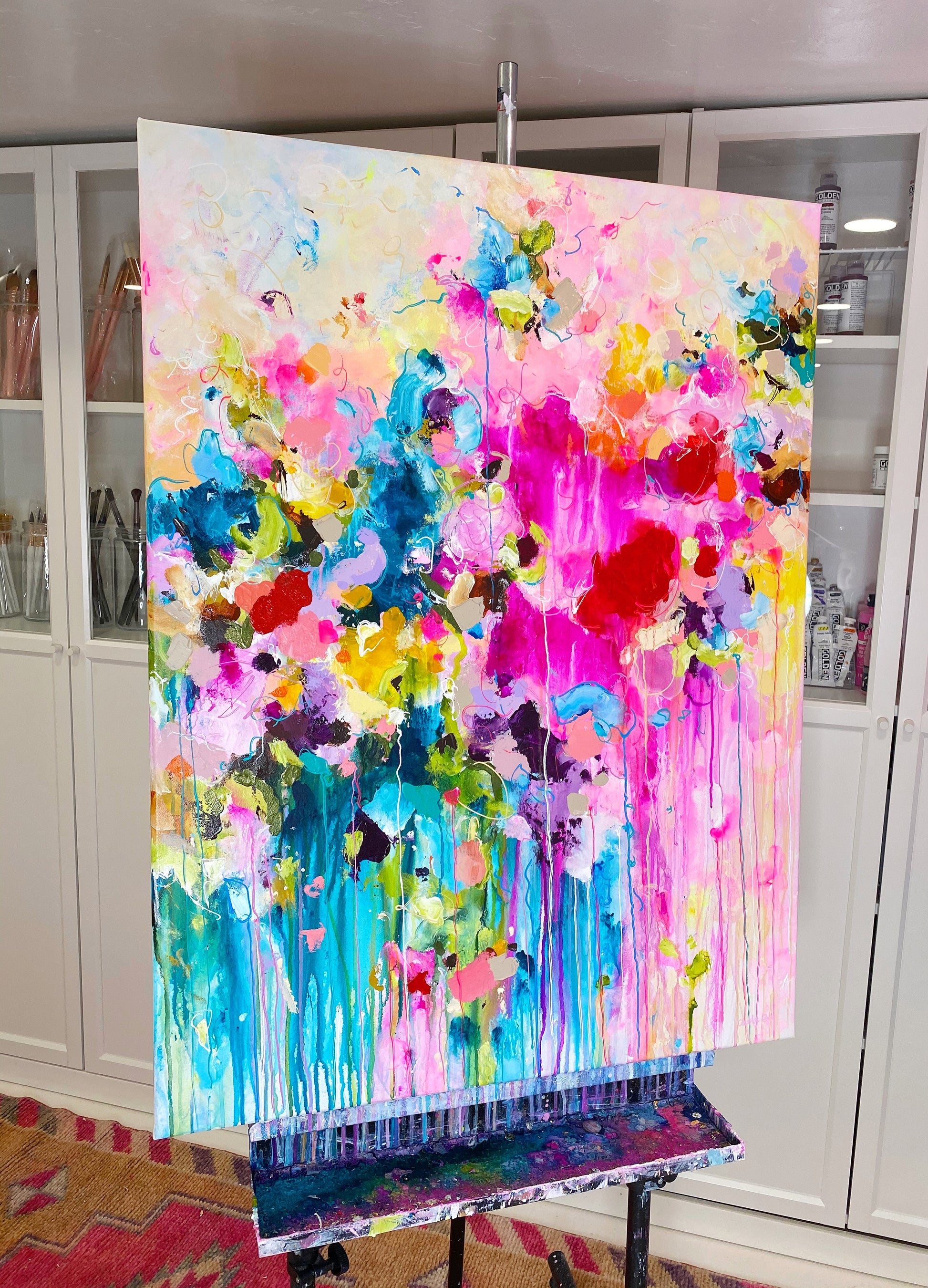 Rainbow Flower Acrylic Painting | Chels Made