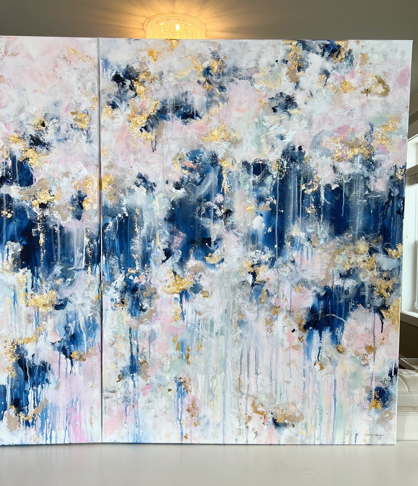 Pink Blue Gold Painting | Chels Made